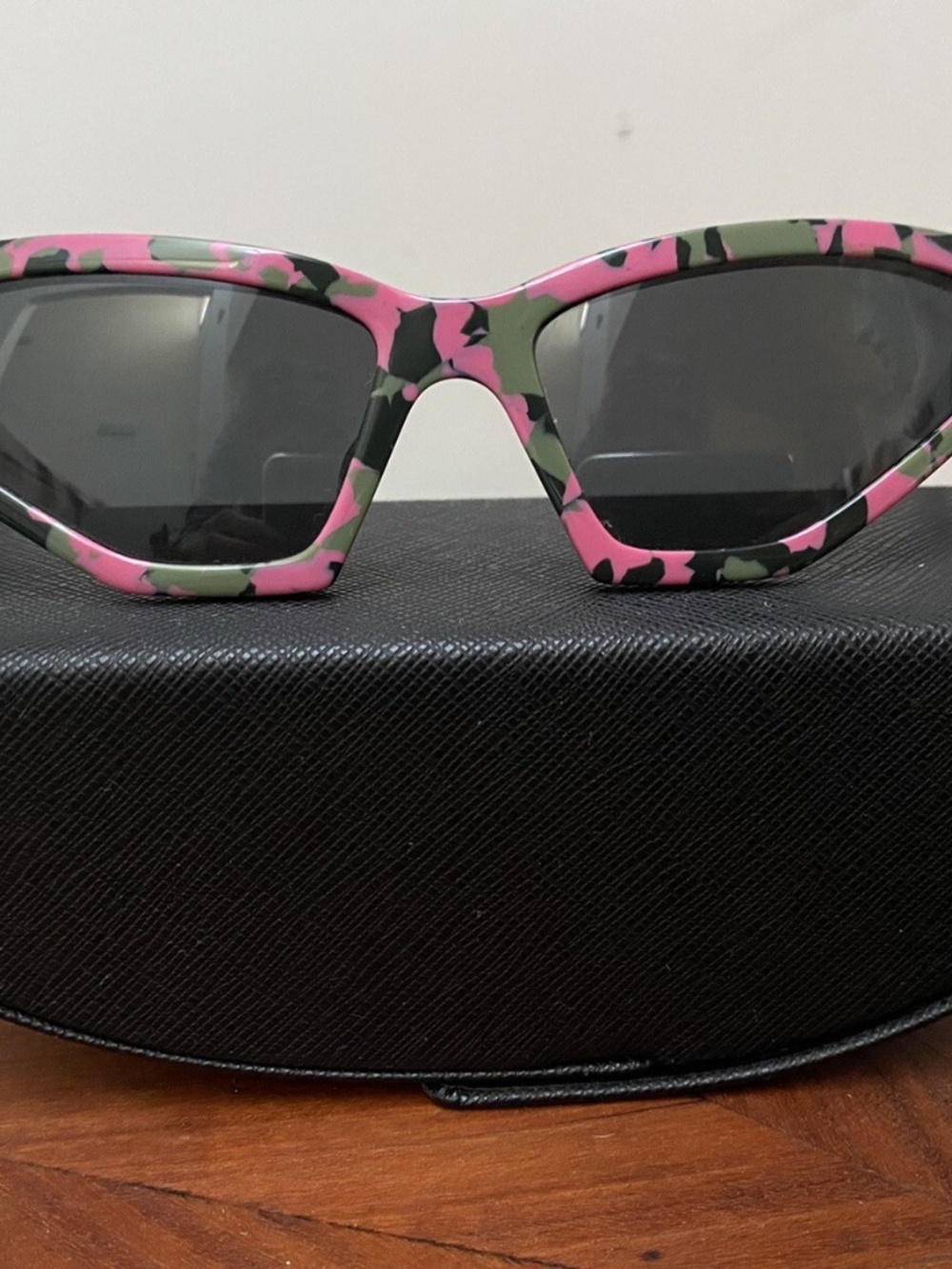 Prada Disguise Pink Camo Skinny Cat Eye Sunglasses with Case